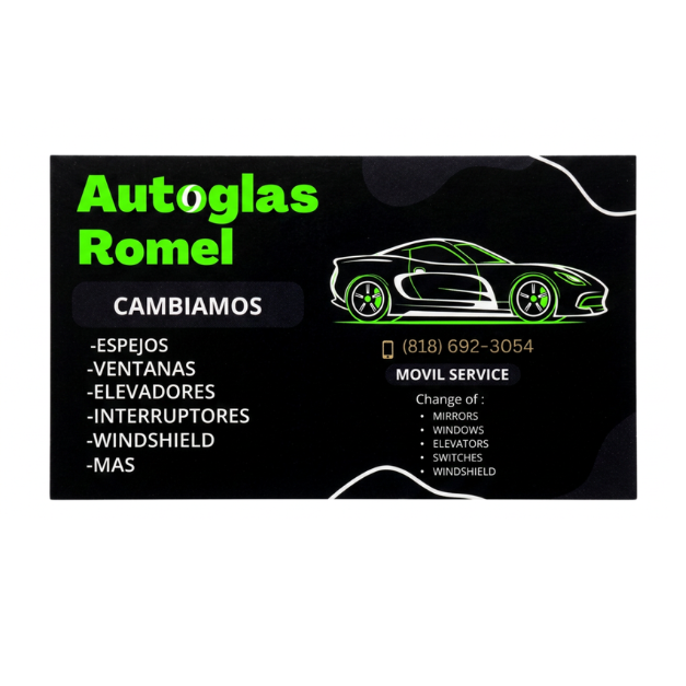 Auto Glass Romel business card